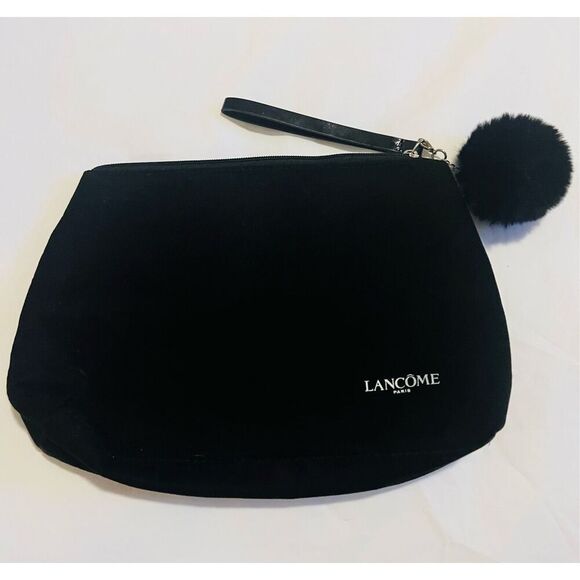 Black Lancome makeup bag with pom pom handle - Picture 1 of 3